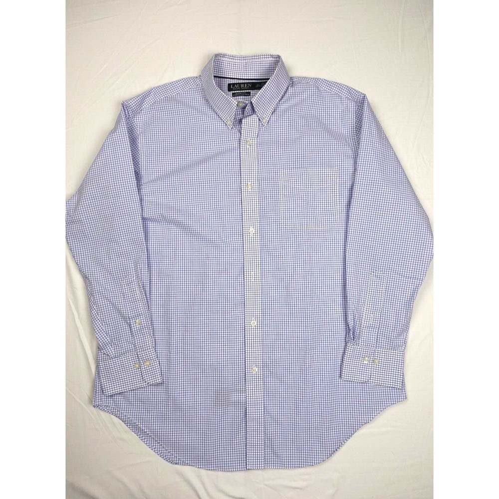 Ralph Lauren Plaid Shirt Adult 16.5 32/33 Blue Button Down Classic Fit Men